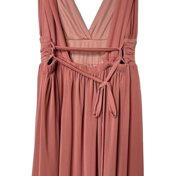 Lulu’s Mesmerized By Love Rusty Rose Mesh Lace Up Bridesmaid Maxi Dress Sz M - Picture 13 of 13